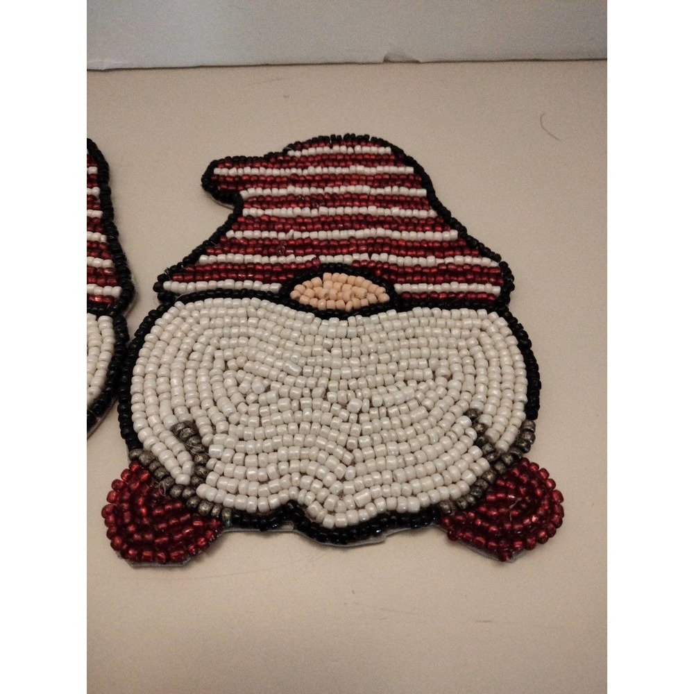 Gnome Beaded Christmas Coasters set 4